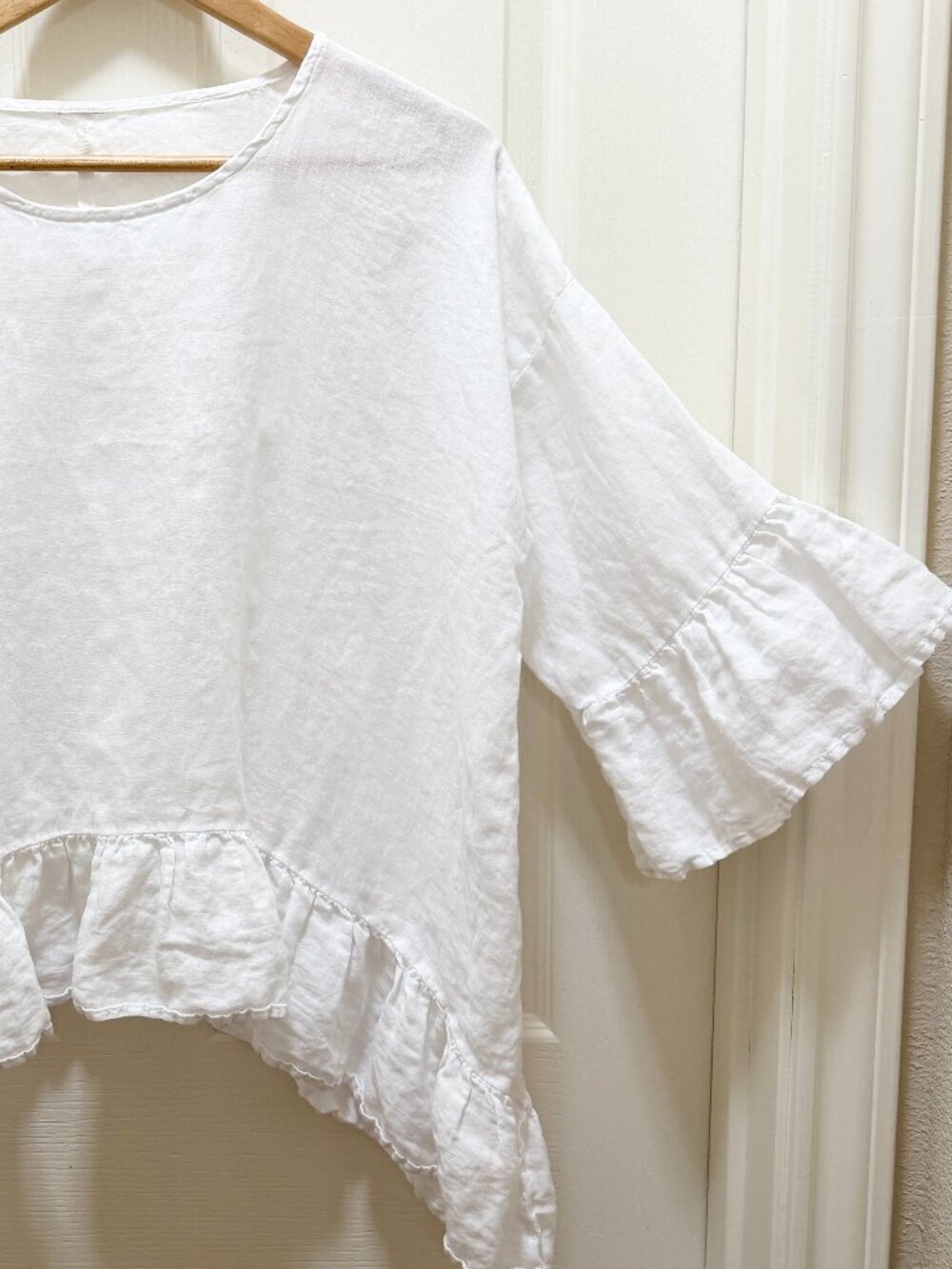 Match Point Women's 100% Lining Oversized Tunic Top Size S White, Ruffle Accents - Picture 4 of 9